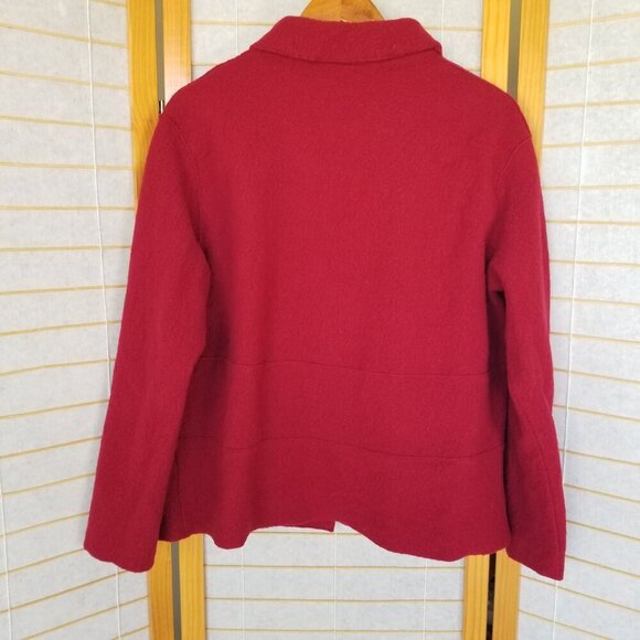 Elemente Clemente 100% Italian Boiled Wool Red Cardigan Sweater Coat Size 8 - Picture 6 of 12